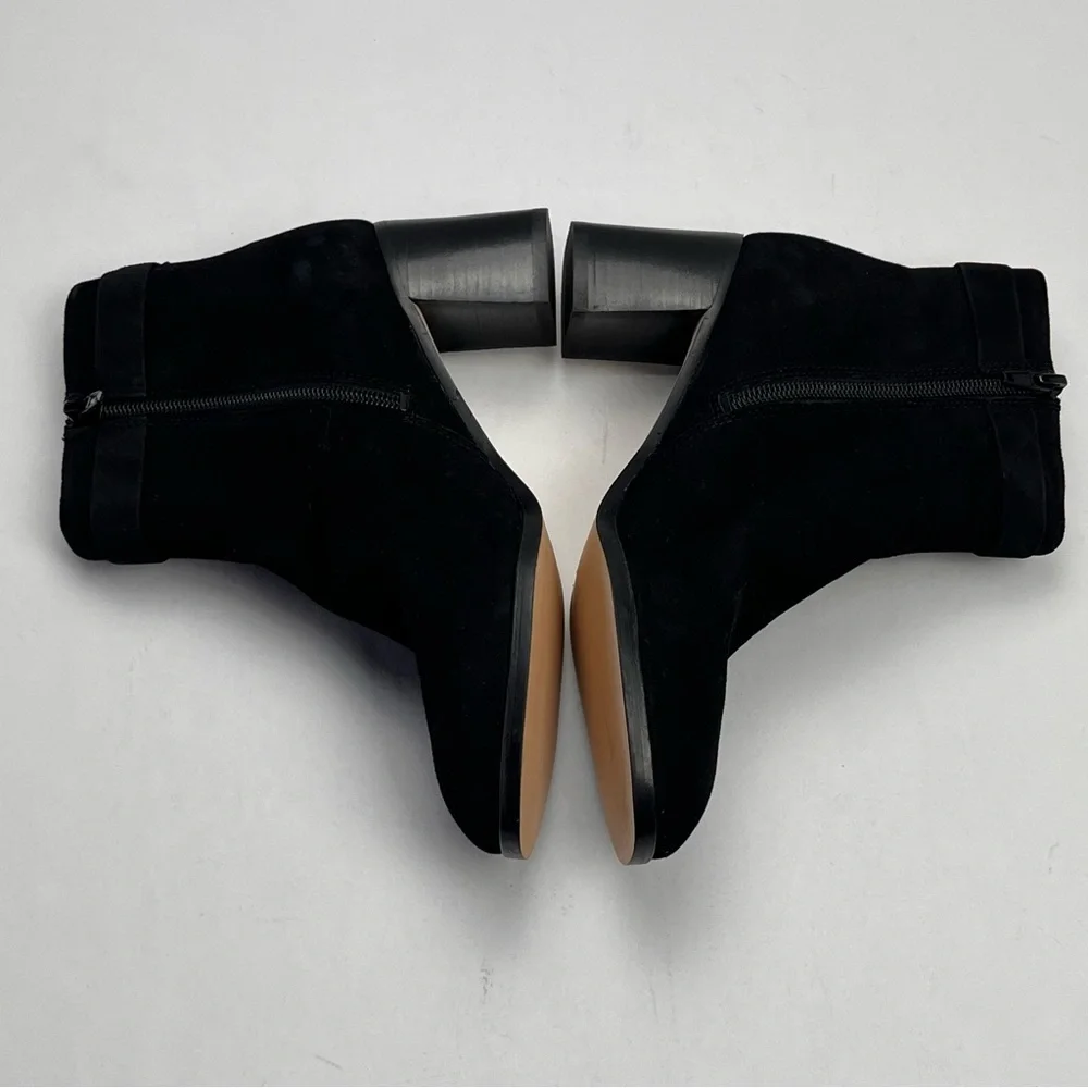 Kate‎ Spade Madelaine Womens Size 6B 6 Black Leather Suede Heeled Bootie Strap